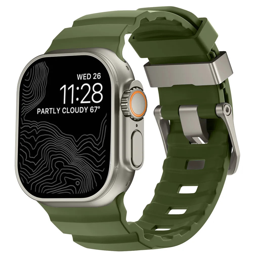 Sport Soft Silicone and Titanium Buckle Strap for Apple Watch - Strapsology