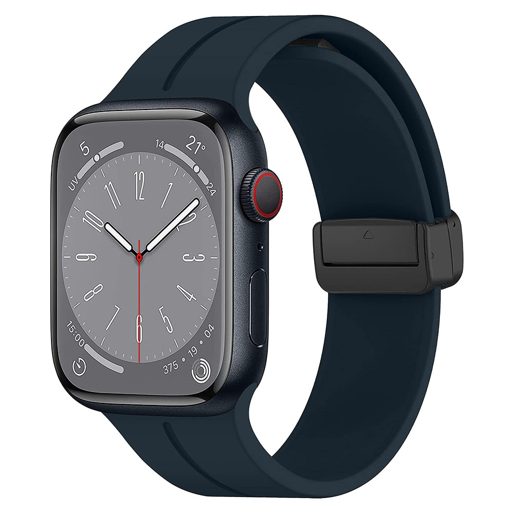 Magnesi Folding Magnetic Buckle Silicone Sport Strap For Apple Watch - Strapsology