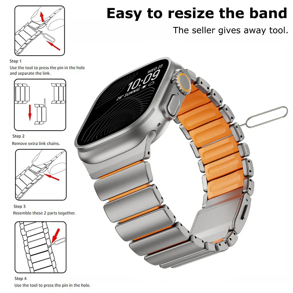 Titanium Silicone Magnetic Strap for Apple Watch - Strapsology