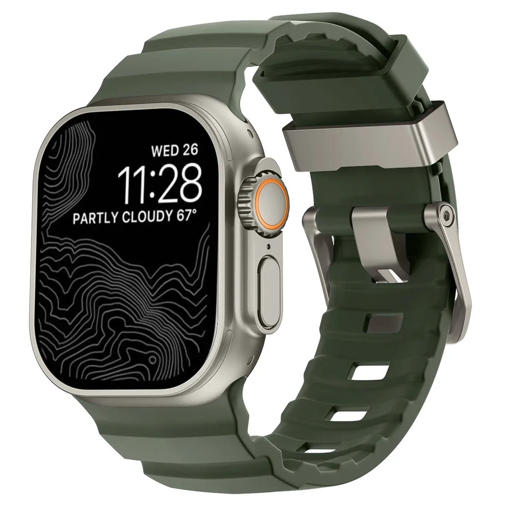 Sport Soft Silicone and Titanium Buckle Strap for Apple Watch