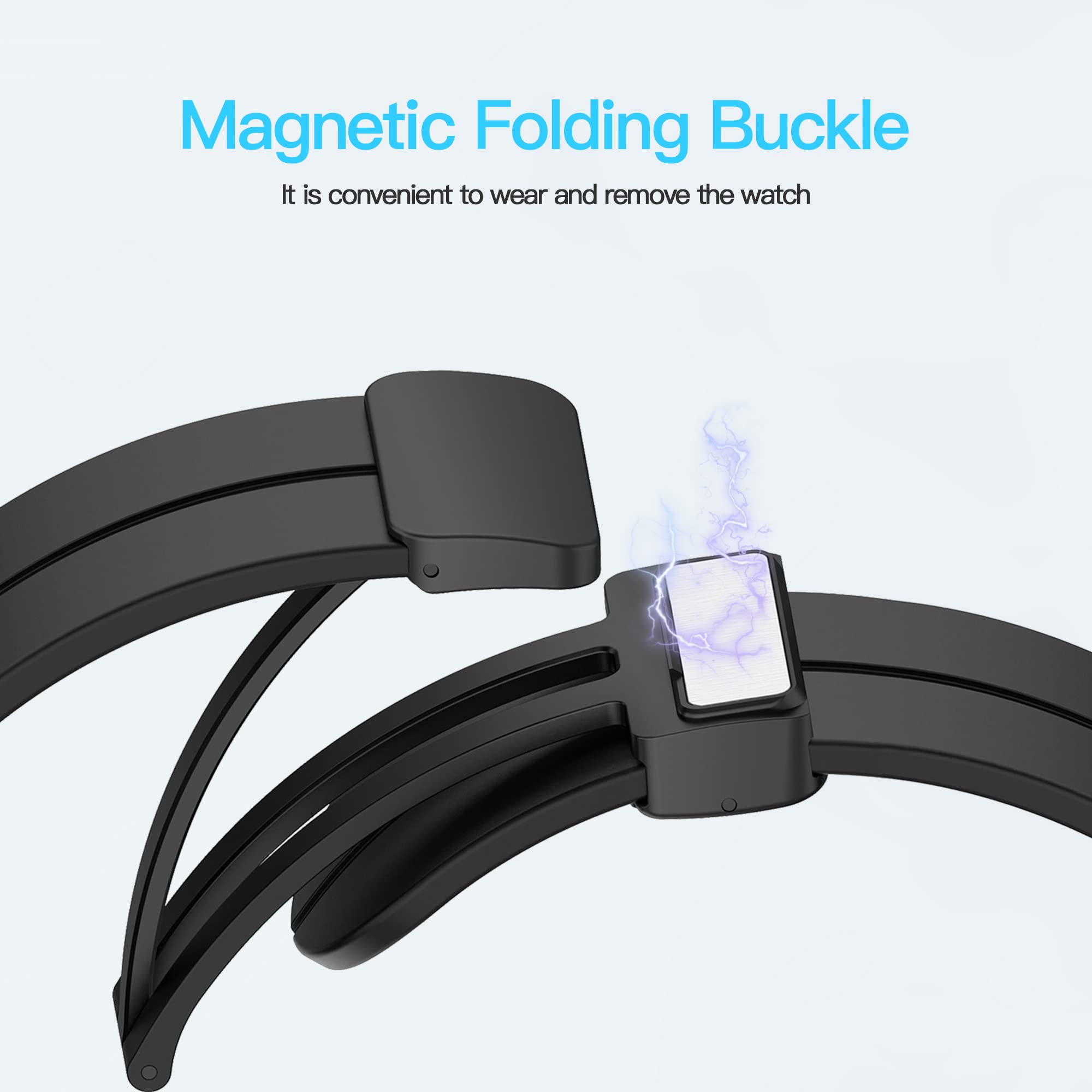 Magnesi Folding Magnetic Buckle Silicone Sport Strap For Apple Watch - Strapsology