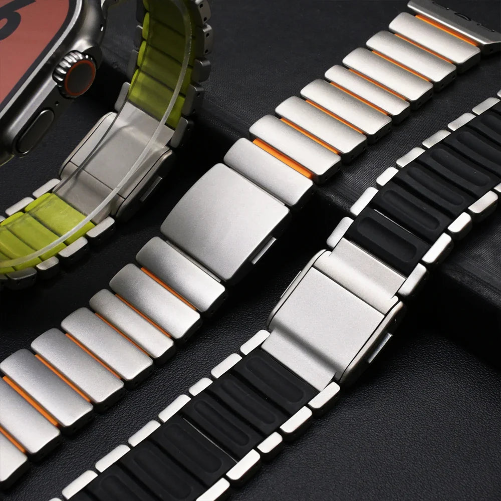 Titanium Silicone Magnetic Strap for Apple Watch