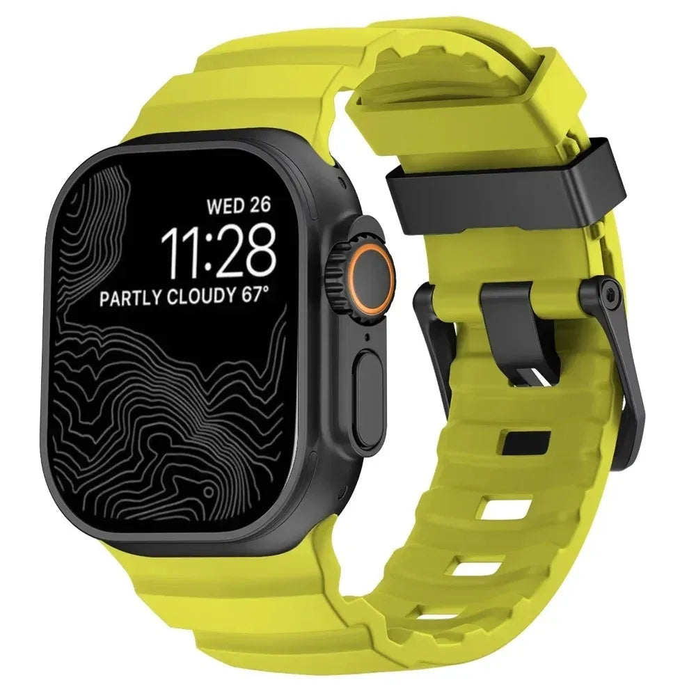 Sport Soft Silicone and Titanium Buckle Strap for Apple Watch - Strapsology