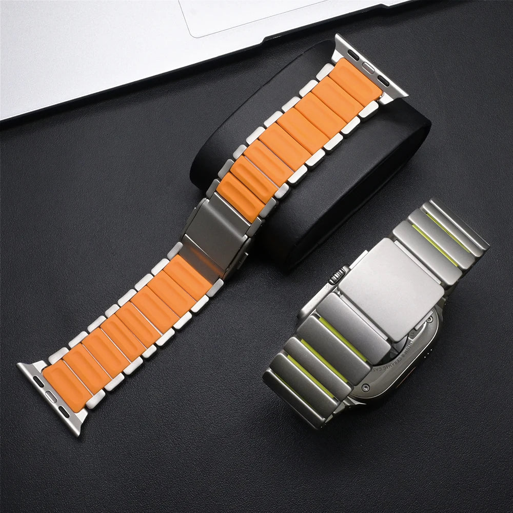Titanium Silicone Magnetic Strap for Apple Watch - Strapsology