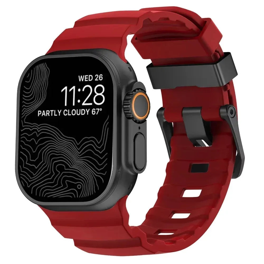 Sport Soft Silicone and Titanium Buckle Strap for Apple Watch - Strapsology