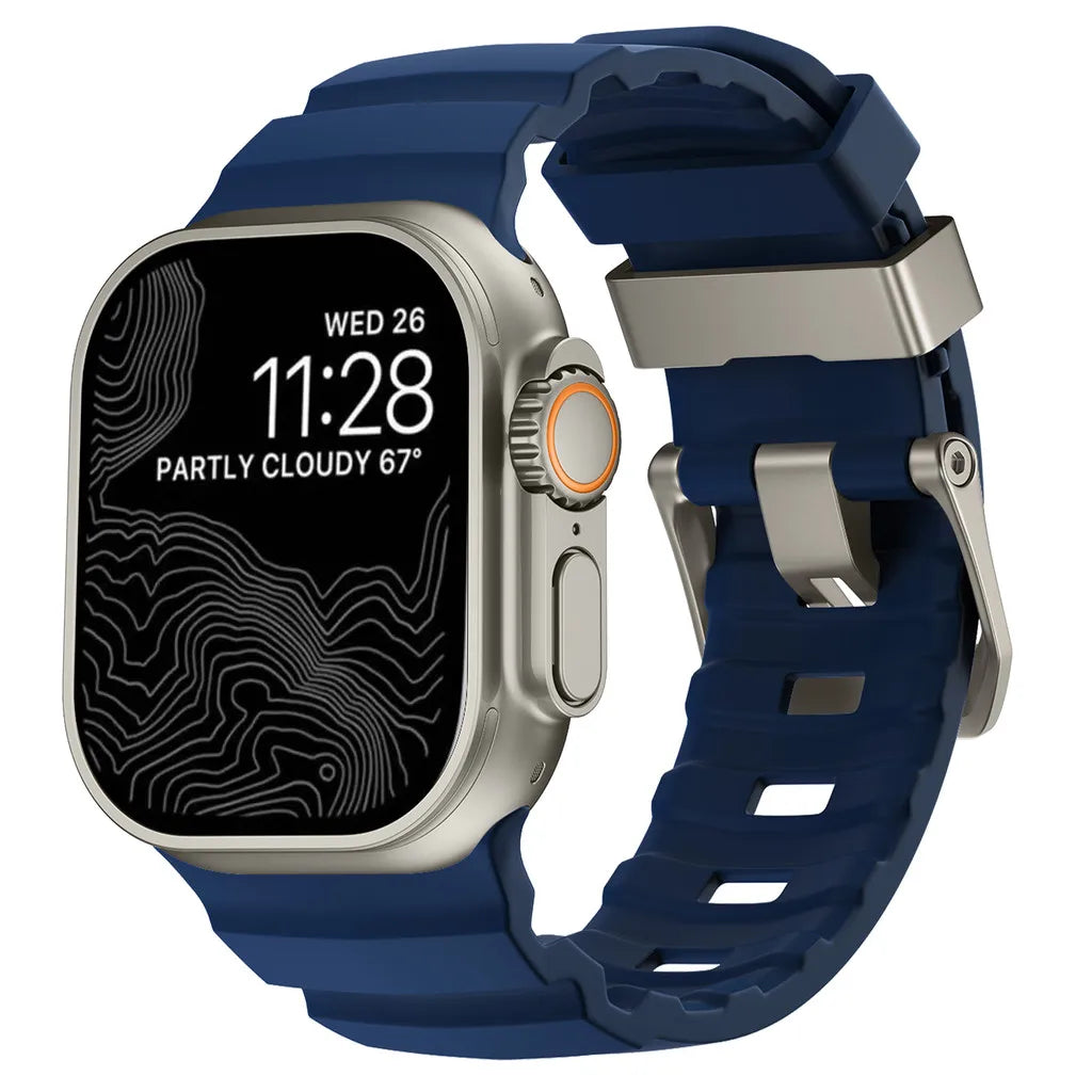 Sport Soft Silicone and Titanium Buckle Strap for Apple Watch - Strapsology