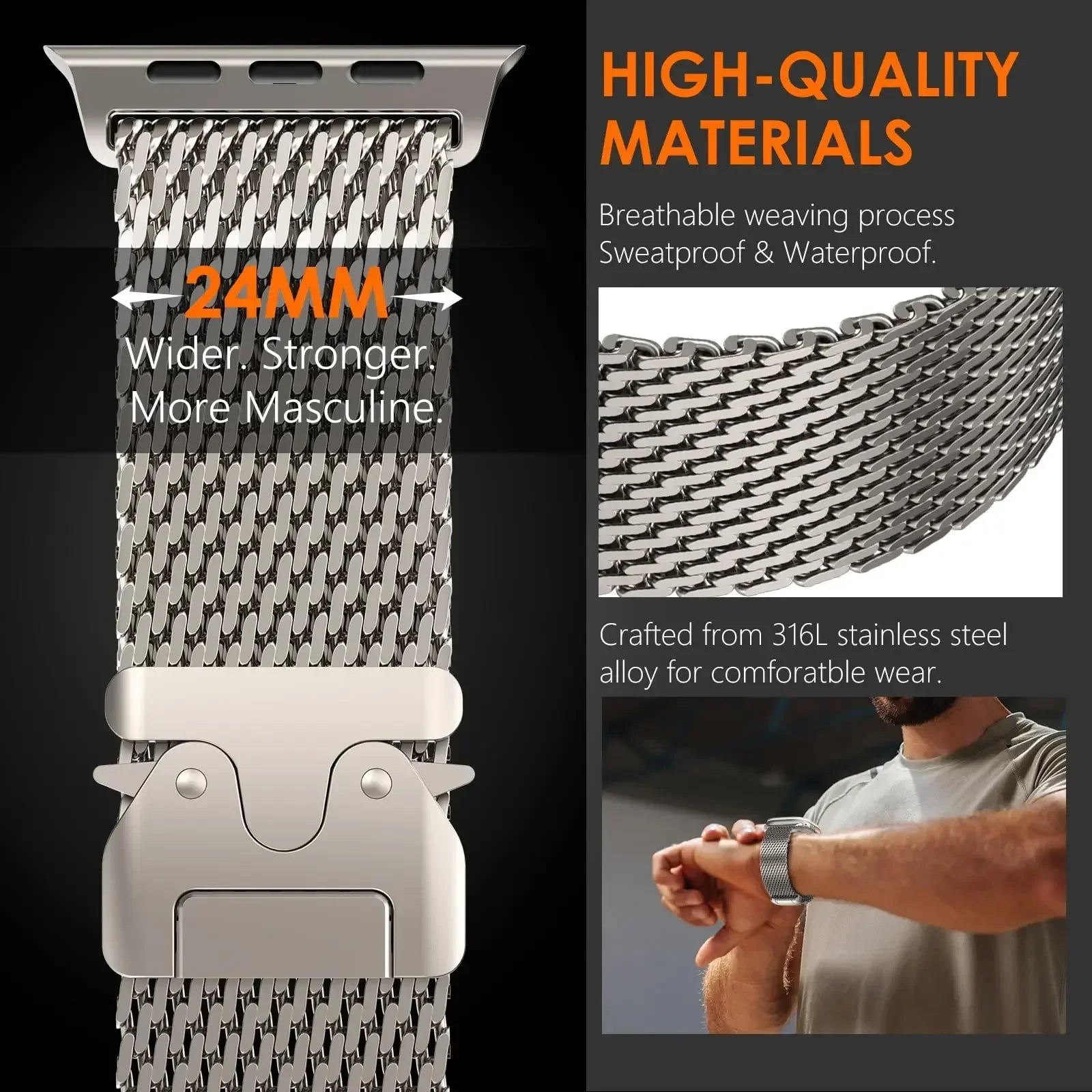 Ultimate Titanium Milanese Loop Strap for Apple Watch