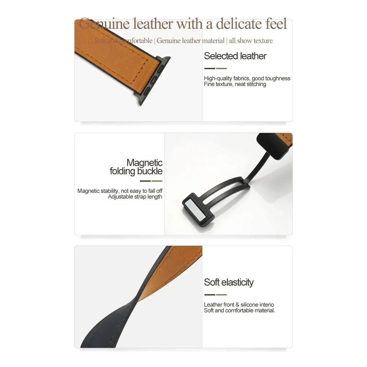 Leather and Silicone Strap For Apple Watch - Strapsology