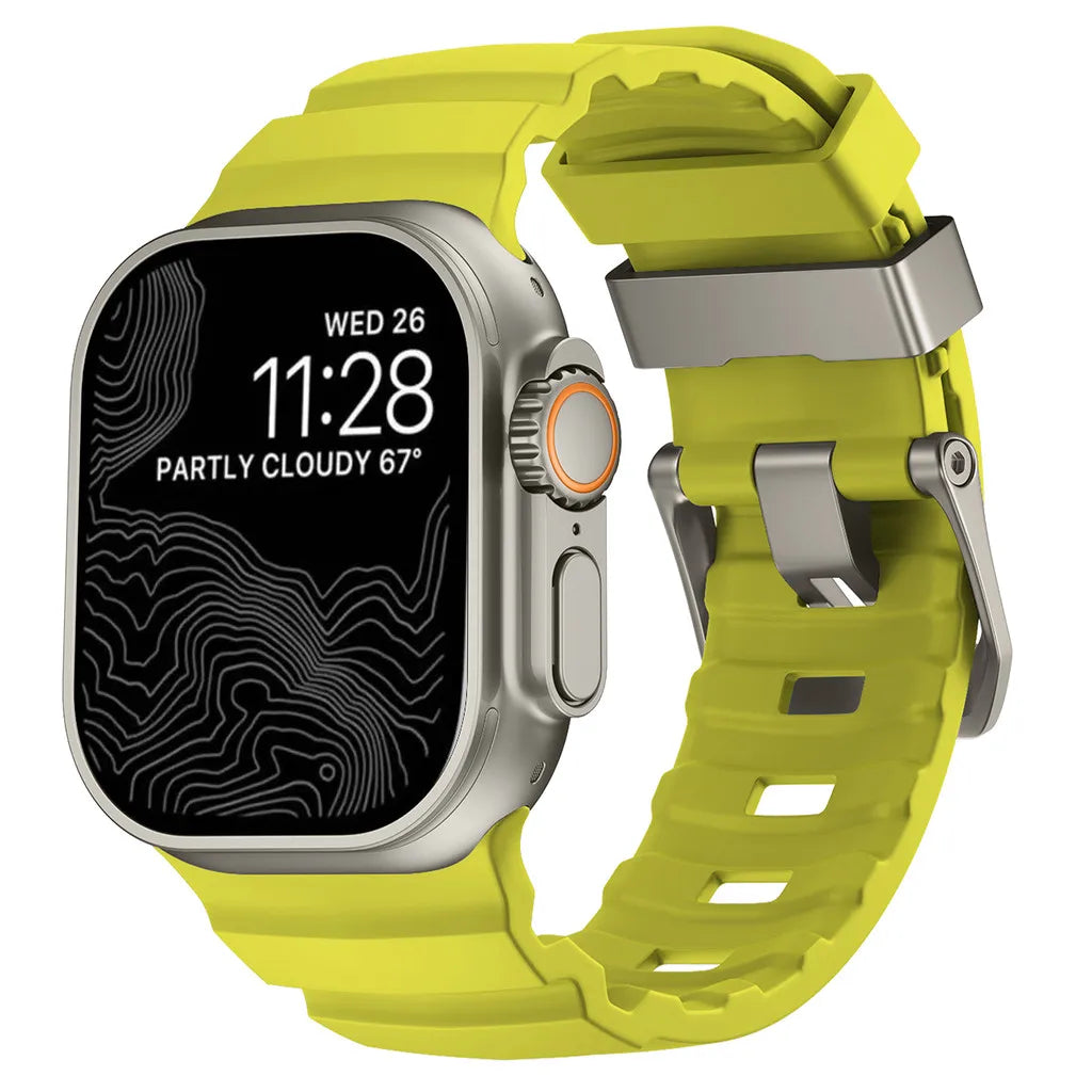 Sport Soft Silicone and Titanium Buckle Strap for Apple Watch - Strapsology