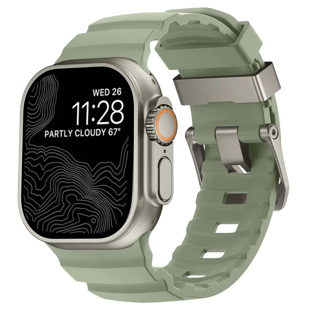 Sport Soft Silicone and Titanium Buckle Strap for Apple Watch - Strapsology