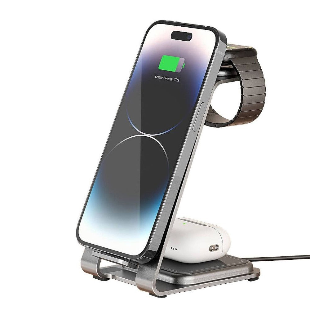 3 in 1 Aluminium Wireless Charger Dock for Iphone - Apple Watch & AirPods