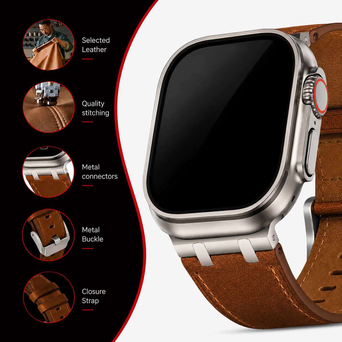 Cowhide Leather Band for Apple Watch