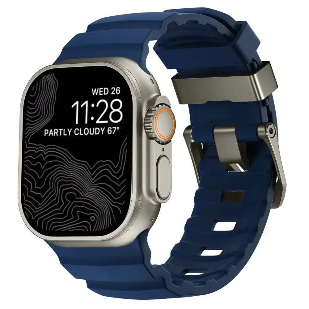 Sport Soft Silicone and Titanium Buckle Strap for Apple Watch