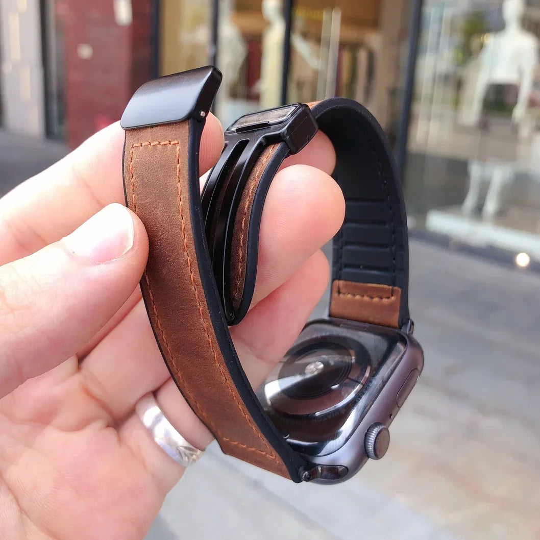 Leather and Silicone Strap For Apple Watch - Strapsology